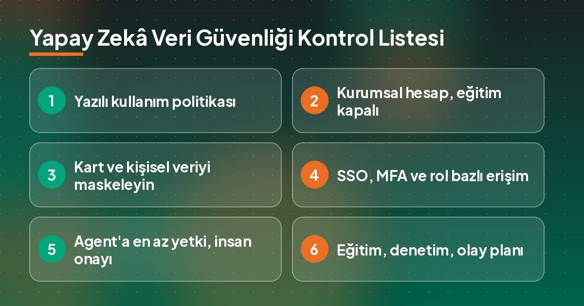 Yapay zekâ veri güvenliği kontrol listesi